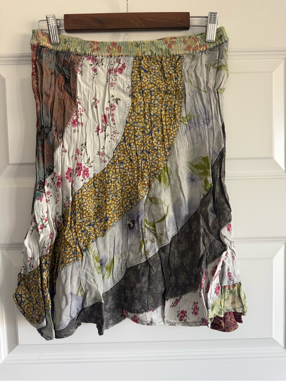 Young Threads Asymmetrical Patchwork Tiered Mini Skirt